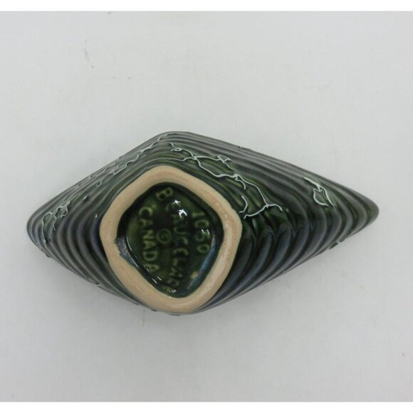 BEAUCEWARE CANADA 1060 Green and White Ceramic Boomerang Dish Bowl 9" Vintage - Picture 10 of 10
